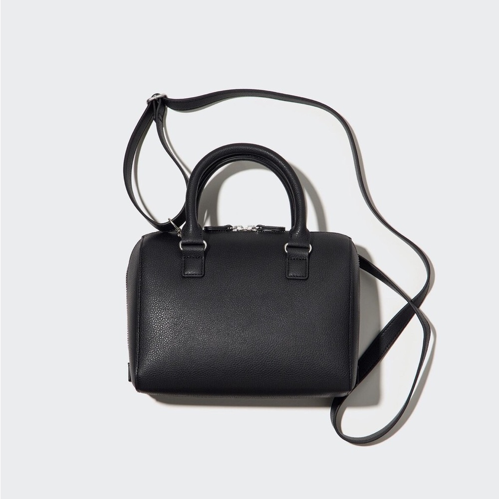 Uniqlo faux leather two way Boston bag in black